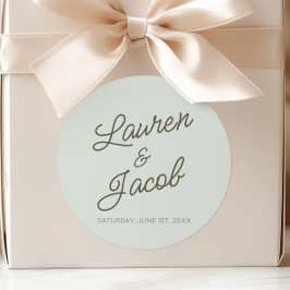 Modern Minimal Minimalist Green Wedding ラウンドシール