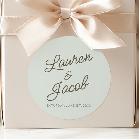 Modern Minimal Minimalist Green Wedding ラウンドシール