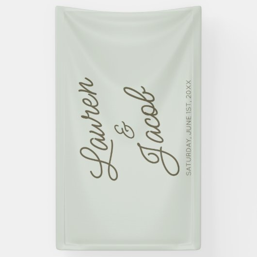 Modern Minimal Minimalist Green Wedding 横断幕 (縦)