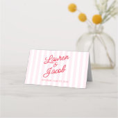 Modern Minimal Minimalist Pink and Red Wedding プレイスカード (裏面)