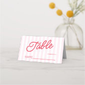 Modern Minimal Minimalist Pink and Red Wedding プレイスカード (正面)