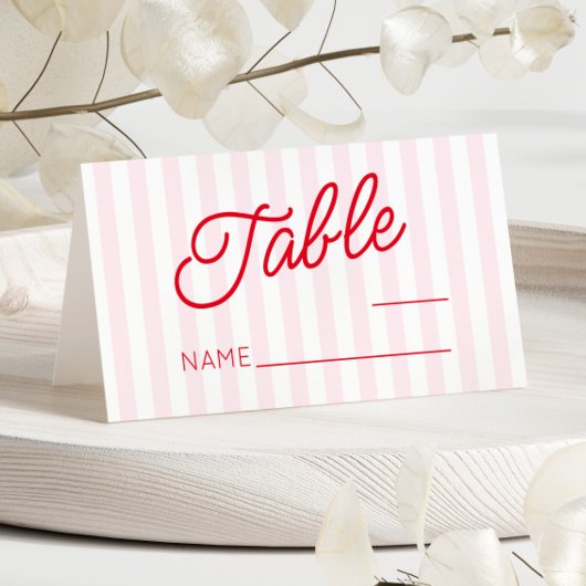 Modern Minimal Minimalist Pink and Red Wedding プレイスカード