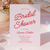 Modern Minimal Minimalist Pink Red Bridal Shower 招待状