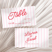 Modern Minimal Minimalist Pink Stripes Red Wedding プレイスカード