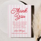 Modern Minimal Minimalist Red Pink Stripes Wedding サンキューカード