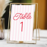 Modern Minimal Minimalist Red Pink Stripes Wedding テーブルナンバー<br><div class="desc">This is a Modern Minimal Minimalist Red Pink Stripes Wedding Table Number!</div>