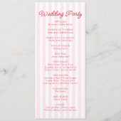 Modern Minimal Minimalist Red Pink Stripes Wedding プログラム (裏面)