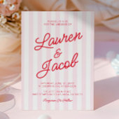 Modern Minimal Minimalist Red Pink Stripes Wedding 招待状