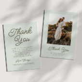 Modern Minimal Minimalist Sage Green Wedding サンキューカード