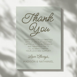 Modern Minimal Minimalist Sage Green Wedding サンキューカード