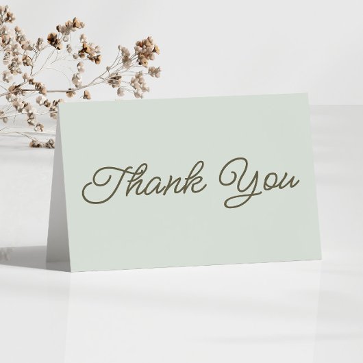 Modern Minimal Minimalist Sage Green Wedding サンキューカード