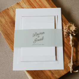 Modern Minimal Minimalist Sage Green Wedding 招待状ベリーバンド