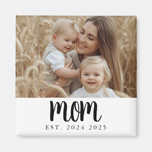 Modern Minimal Mom Established Photo Gift Magnet マグネット (正面)