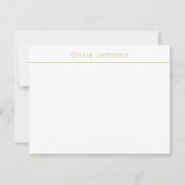 Modern Minimal  Monogram Name White Flat Note Card ノートカード (正面)