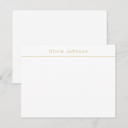 Modern Minimal  Monogram Name White Flat Note Card ノートカード (正面/裏面)