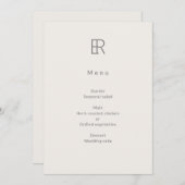 Modern Minimal Monogram Wedding メニュー (正面/裏面)