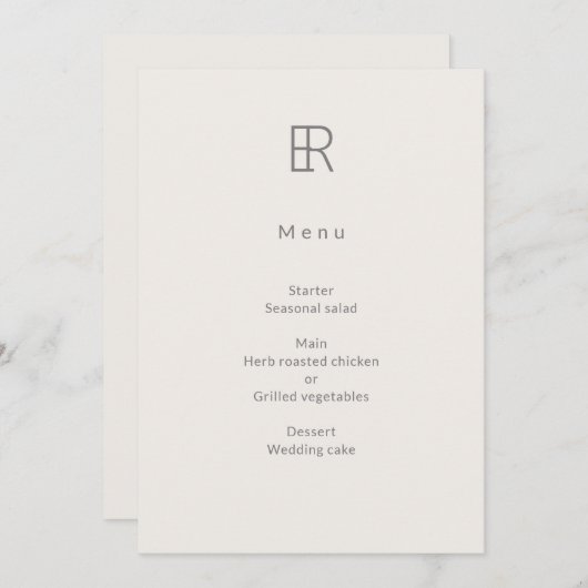 Modern Minimal Monogram Wedding メニュー (正面/裏面)