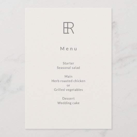 Modern Minimal Monogram Wedding メニュー (正面)