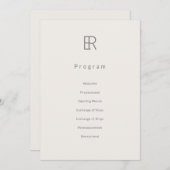 Modern Minimal Monogram Wedding Program プログラム (正面/裏面)