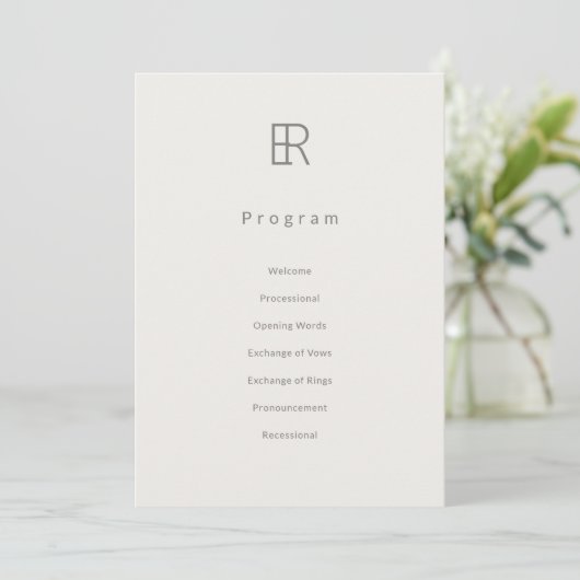 Modern Minimal Monogram Wedding Program プログラム (スタンド正面)