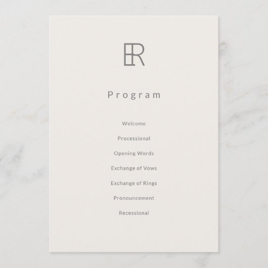 Modern Minimal Monogram Wedding Program プログラム (正面)