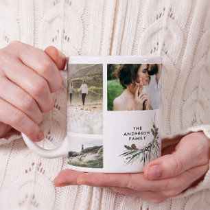 Modern minimal multi photo botanical elegant chic コーヒーマグカップ