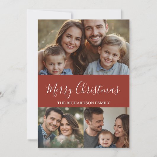 Modern Minimal Multi-Photo Christmas シーズンカード (正面)