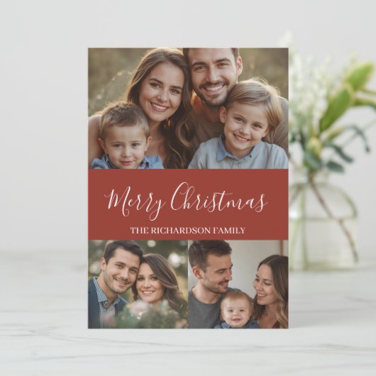 Modern Minimal Multi-Photo Christmas シーズンカード (スタンド正面)