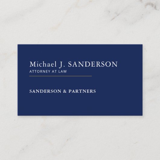 Modern minimal navy blue attorney at law 名刺 (正面)