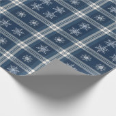 Modern Minimal Navy Snow Plaid Christmas Wrapping  ラッピングペーパー (角)