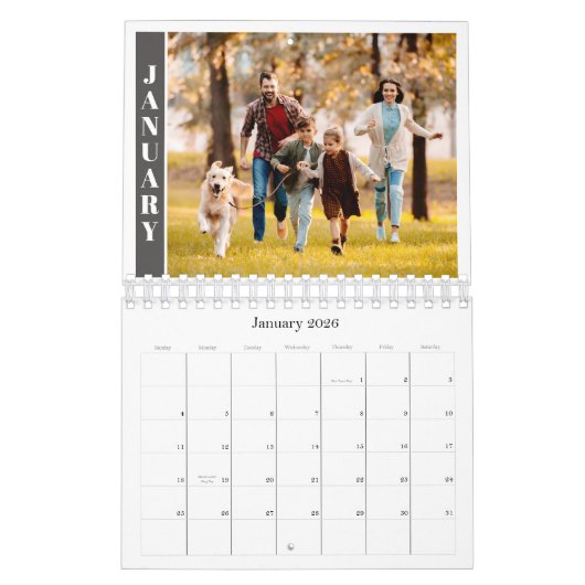 Modern Minimal One Photo Per Month カレンダー (1月 2026)