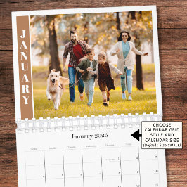 Modern Minimal One Photo Per Month Terracotta カレンダー