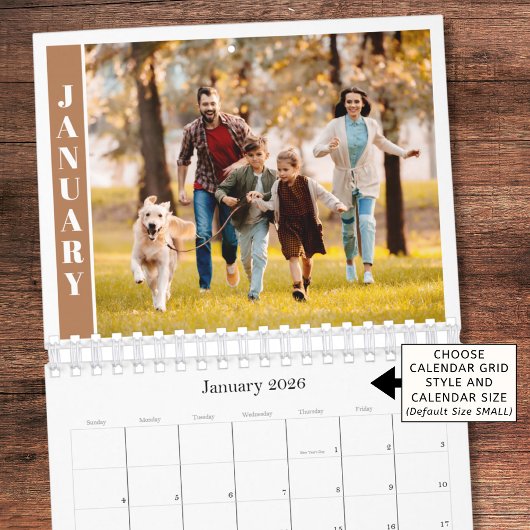 Modern Minimal One Photo Per Month Terracotta カレンダー