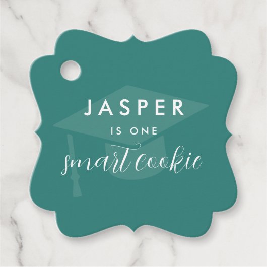 Modern Minimal One Smart Cookie Graduation Party フェイバータグ (正面)