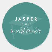 Modern Minimal One Smart Cookie Graduation Party ラウンドシール (正面)