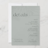 Modern Minimal Palms | バースデー・ウィークエンド 招待状 (裏面)