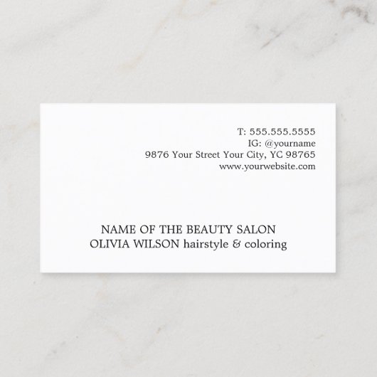 Modern Minimal Pastel Bold Hair Salon 名刺 (裏面)