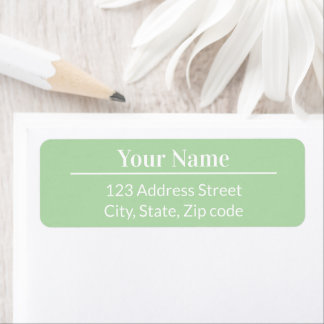 Modern Minimal Pastel Light Green Name Address ラベル
