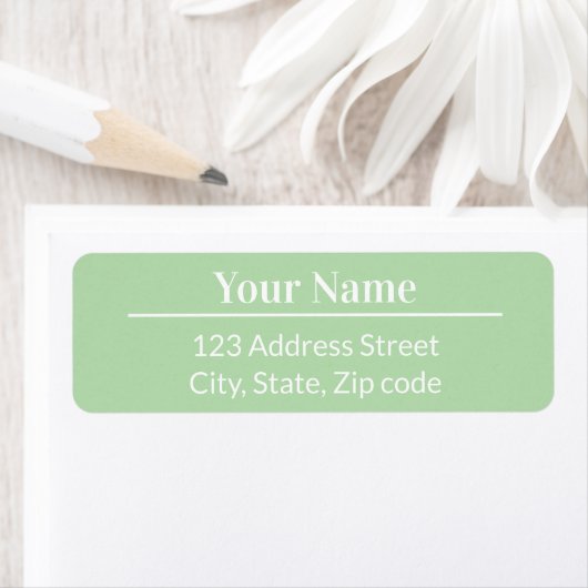 Modern Minimal Pastel Light Green Name Address ラベル (インサイチュ)