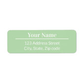 Modern Minimal Pastel Light Green Name Address ラベル (正面)