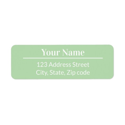 Modern Minimal Pastel Light Green Name Address ラベル (正面)