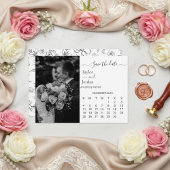 Modern Minimal Photo Calendar Save the Date Card 