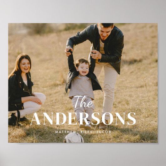 Modern Minimal Photo Custom Family Name ポスター (正面)
