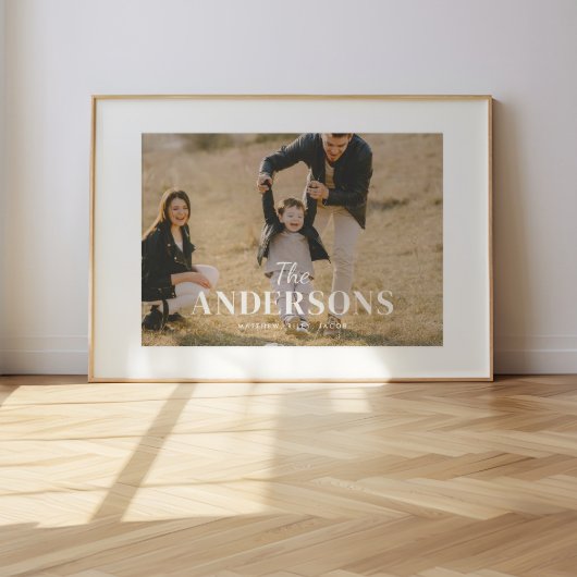 Modern Minimal Photo Custom Family Name ポスター