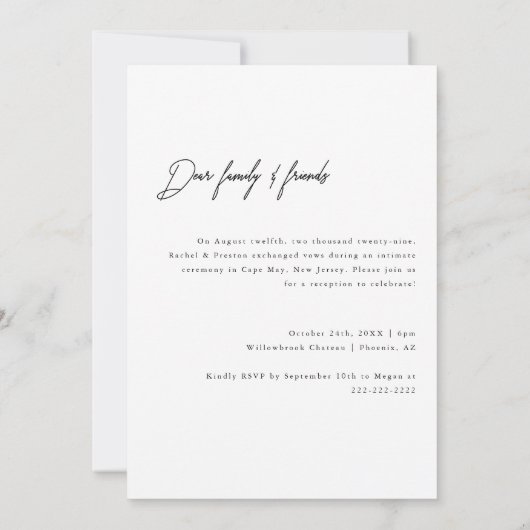 Modern Minimal Photo Elopement & Wedding Reception 招待状 (裏面)