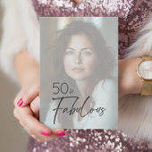 Modern Minimal Photo Fifty & Fabulous Birthday 招待状