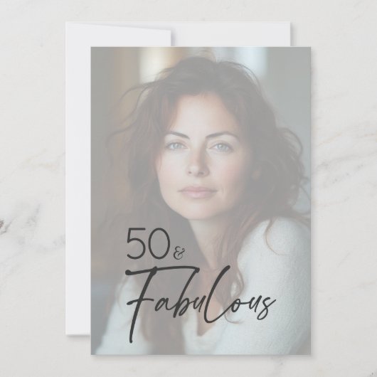 Modern Minimal Photo Fifty & Fabulous Birthday 招待状 (正面)
