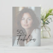 Modern Minimal Photo Fifty & Fabulous Birthday 招待状 (スタンド正面)