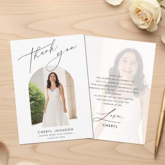Modern Minimal Photo Graduation サンキューカード