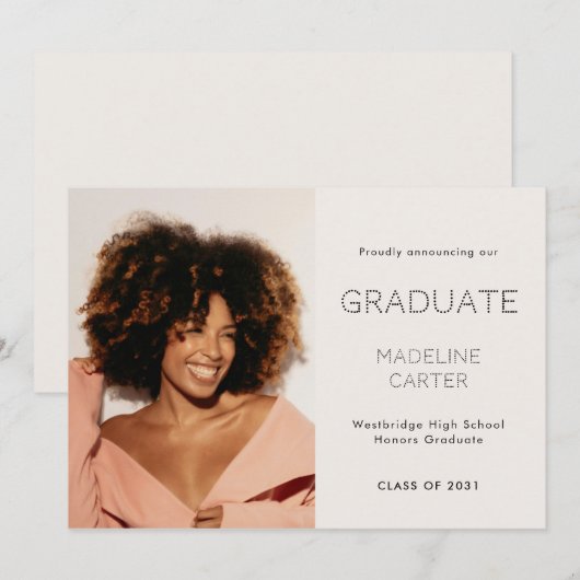 Modern Minimal Photo Graduation 案内状 (正面/裏面)